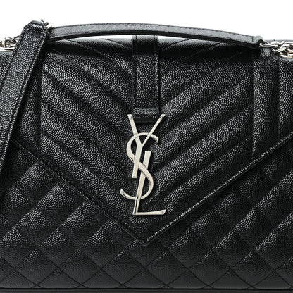 Grain De Poudre Textured Mixed Matelasse Triquilt Medium Monogram Satchel Black