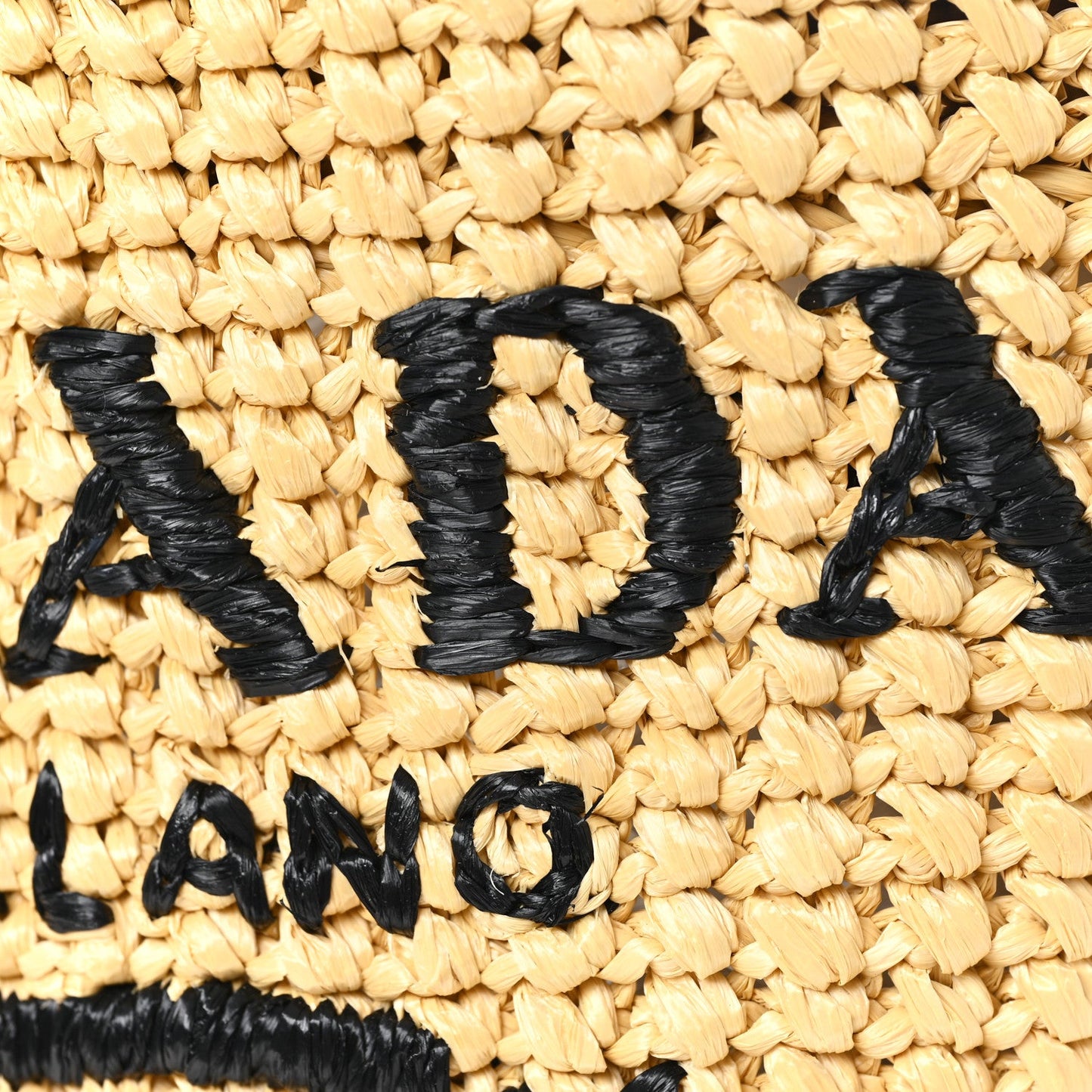 Yarn Raffia Effect Crochet Embroidered Small Logo Tote Naturale