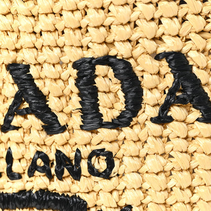 Yarn Raffia Effect Crochet Embroidered Small Logo Tote Naturale