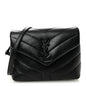 Calfskin Y Quilted Monogram Monochrome Toy Loulou Crossbody Bag Black