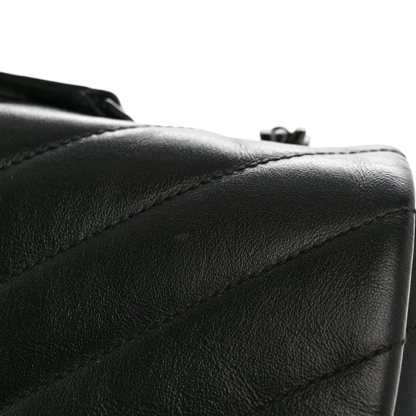 Calfskin Y Quilted Monogram Large Loulou Chain Satchel Black