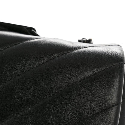 Calfskin Y Quilted Monogram Large Loulou Chain Satchel Black