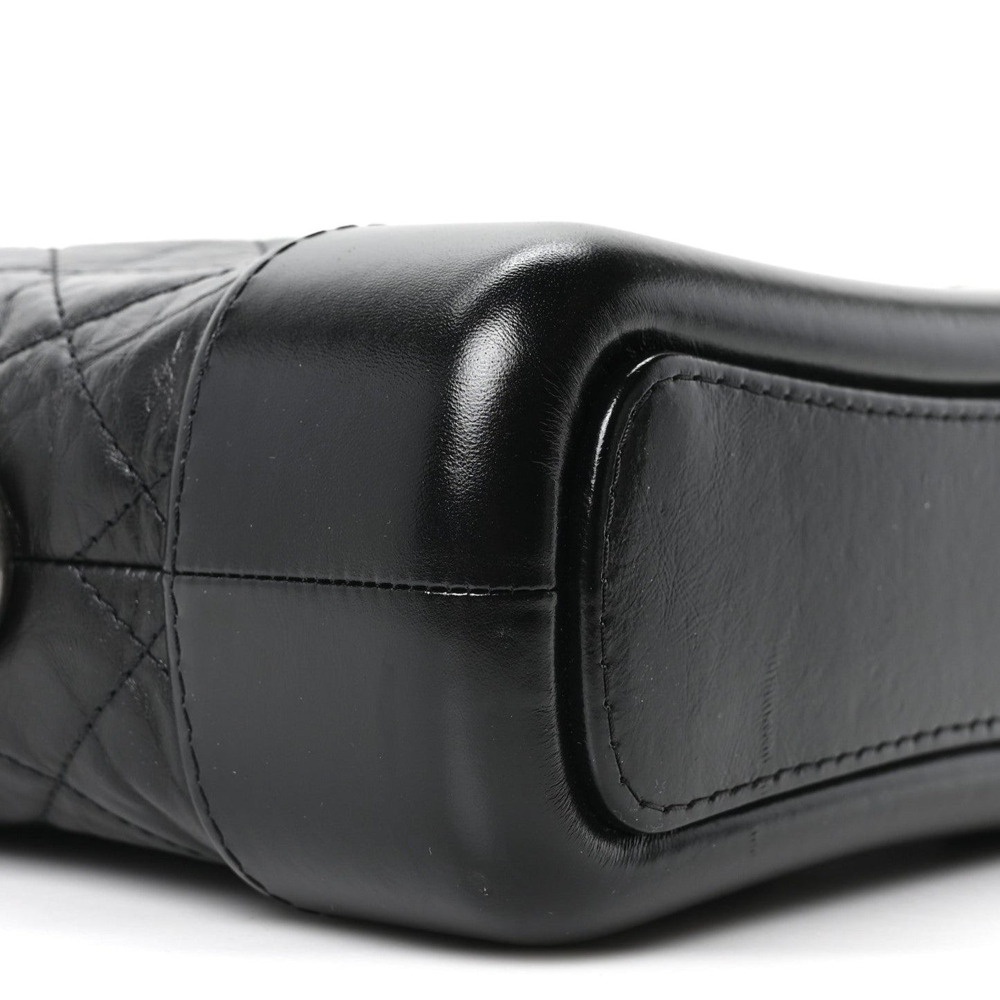 Aged Calfskin Quilted Small Gabrielle Logo Hobo Black