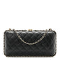 Lambskin Quilted Chain Around Clutch Black