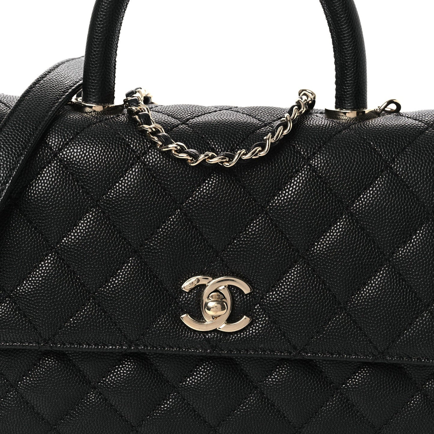 Caviar Quilted Mini Coco Handle Flap Black
