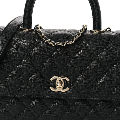 Caviar Quilted Mini Coco Handle Flap Black
