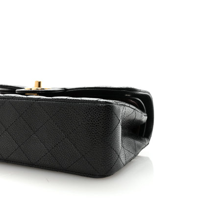 Caviar Quilted Small Double Flap Black