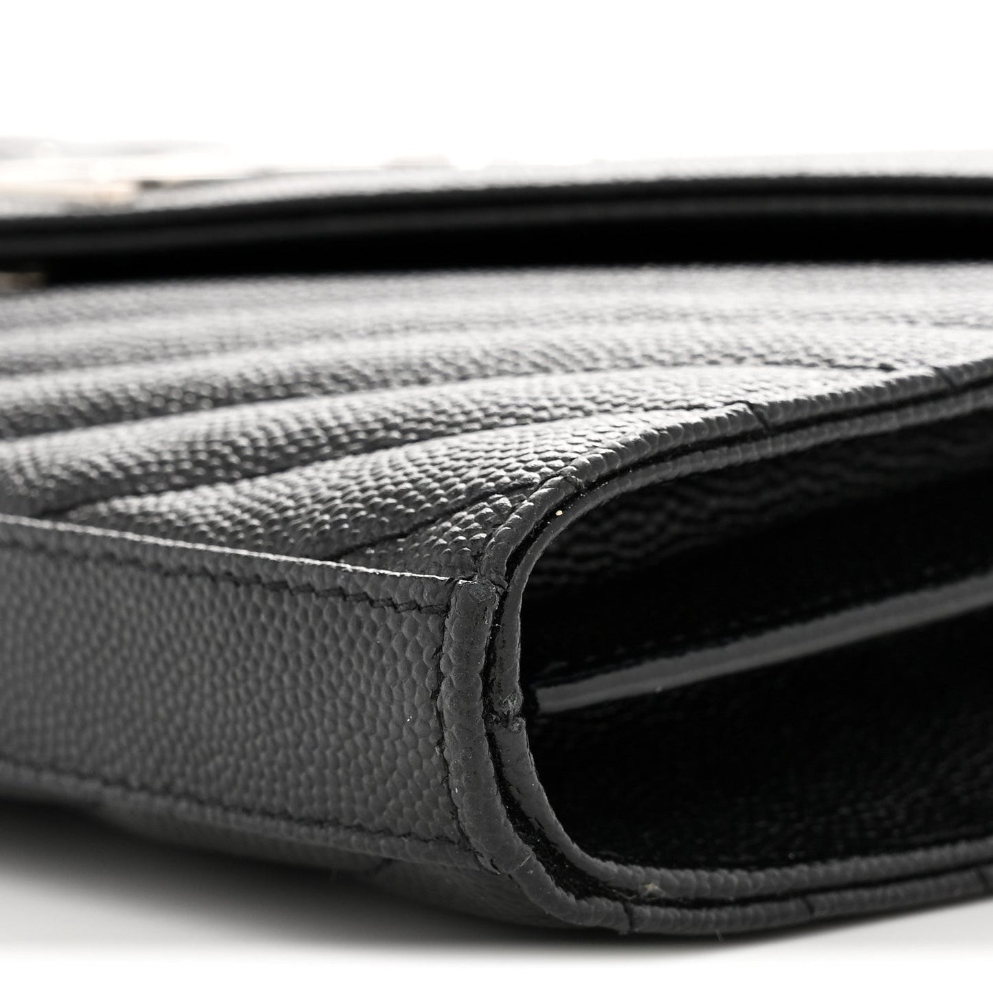 Grain De Poudre Matelasse Chevron Monogram Chain Wallet Black