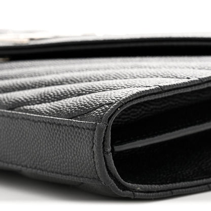 Grain De Poudre Matelasse Chevron Monogram Chain Wallet Black