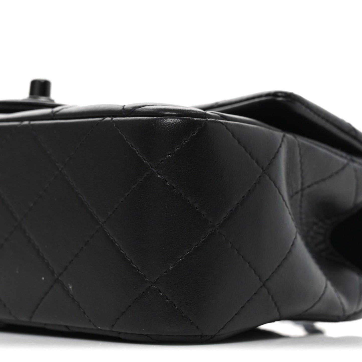 Lambskin Quilted Mini Top Handle Rectangular Flap So Black