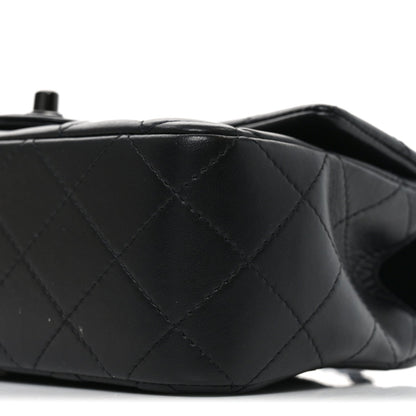 Lambskin Quilted Mini Top Handle Rectangular Flap So Black