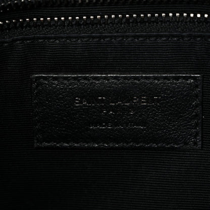 Crinkled Calfskin Matelasse Monogram Medium Niki Chain Satchel Black