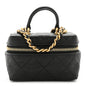 Caviar Quilted Mini Top Handle Vanity With Chain Black
