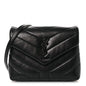 Calfskin Y Quilted Monogram Monochrome Toy Loulou Crossbody Bag Black