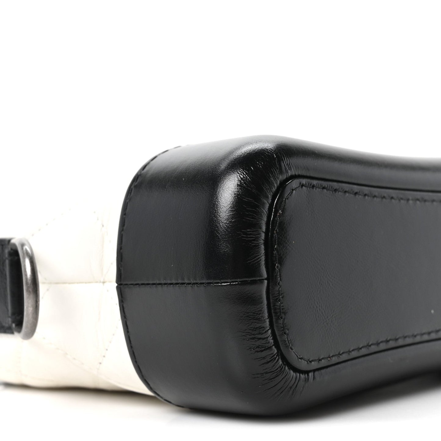 Aged Calfskin Quilted Small Gabrielle Hobo Black White