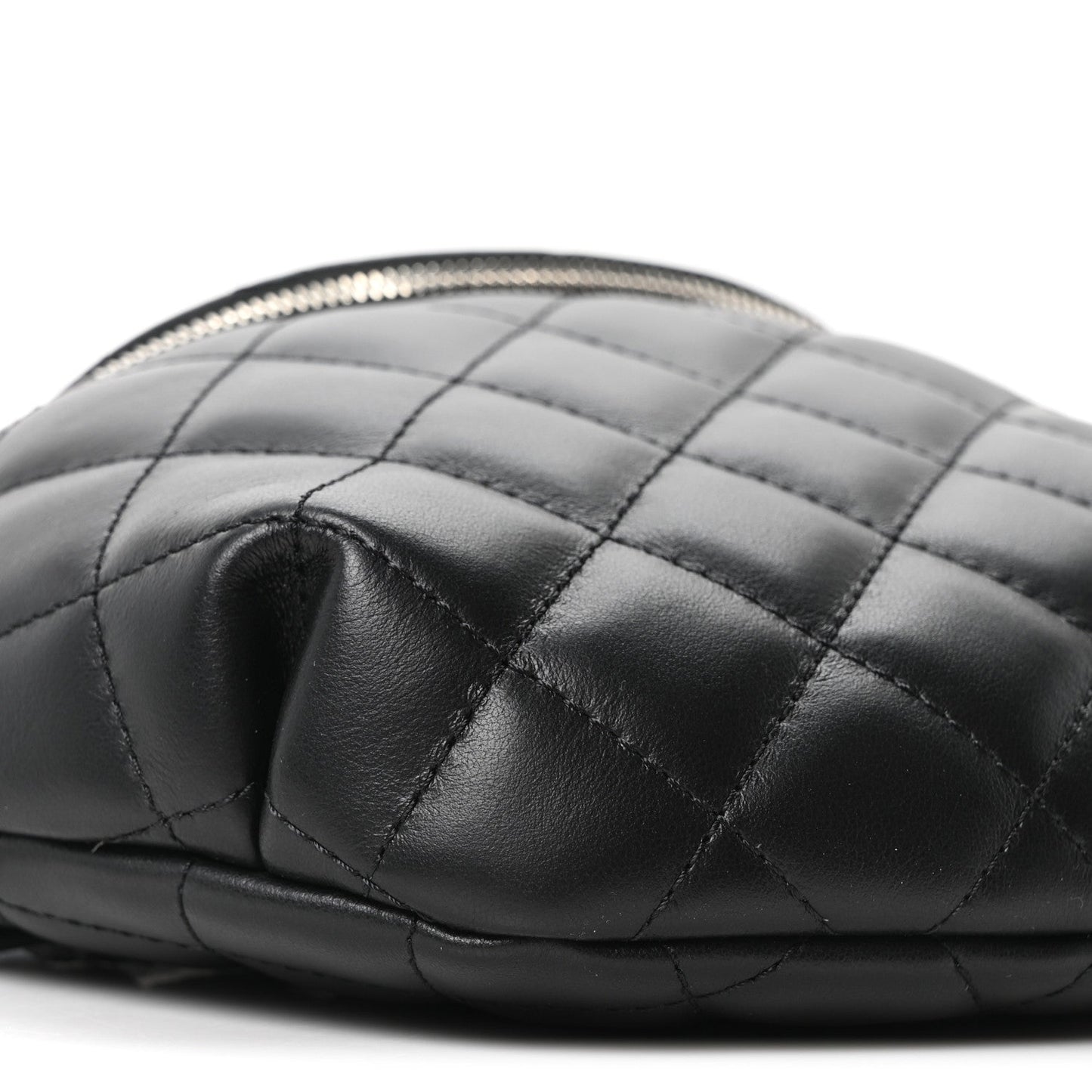 Lambskin Quilted Waist Belt Bag Black