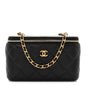 Lambskin Quilted Pearl Crush Small Vanity Case With Chain Black