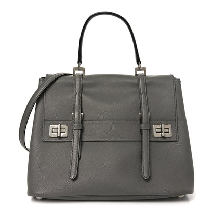 Saffiano Cuir Convertible Top Handle Tote Marmo