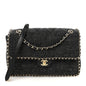 Wool Tweed Quilted Coco Neige Chain Around Flap Black