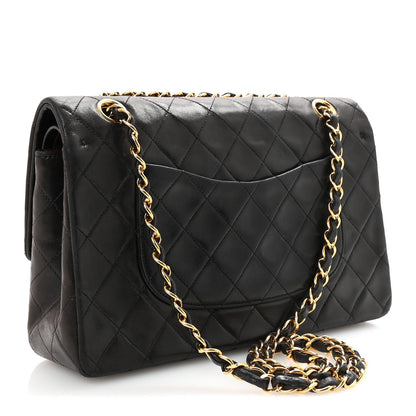 Lambskin Quilted Medium Double Flap Black