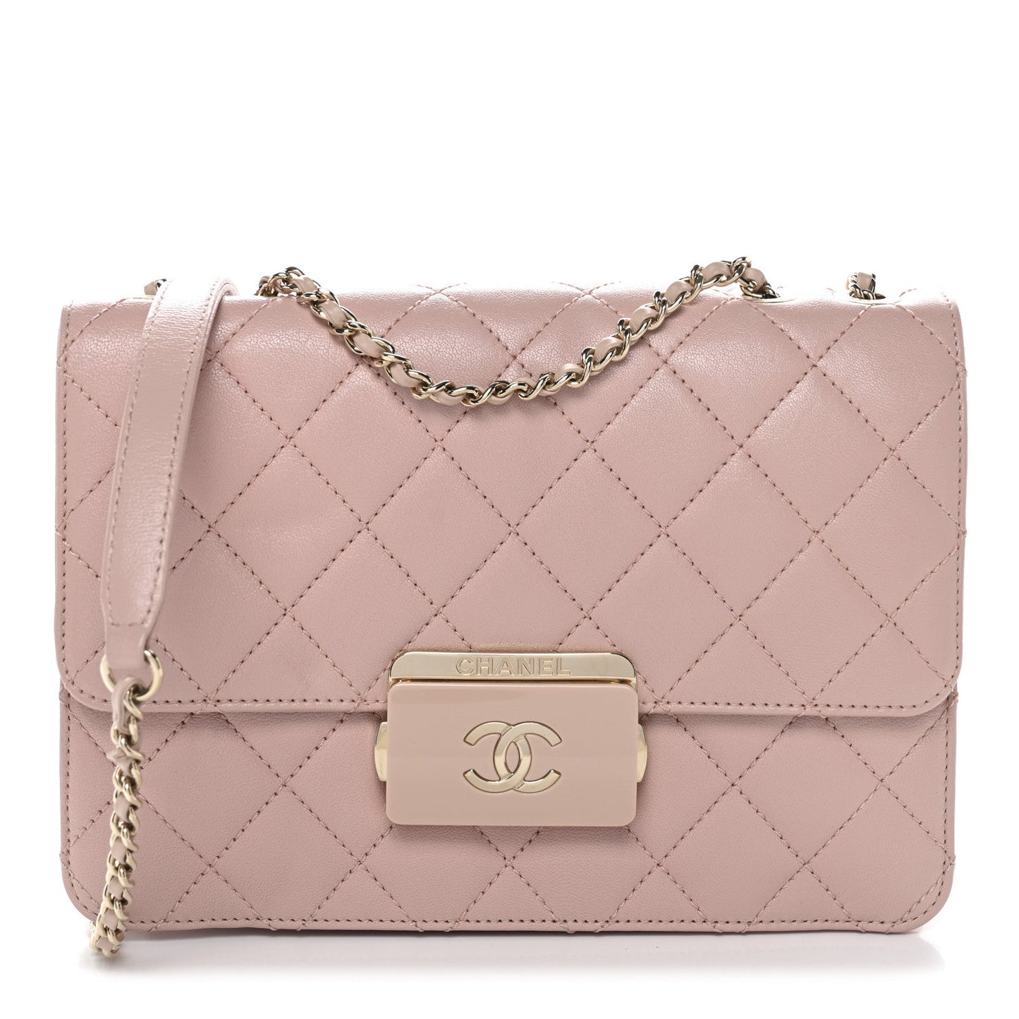 Sheepskin Quilted Beauty Lock Flap Pink