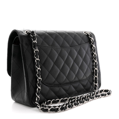 Caviar Quilted Jumbo Double Flap Black