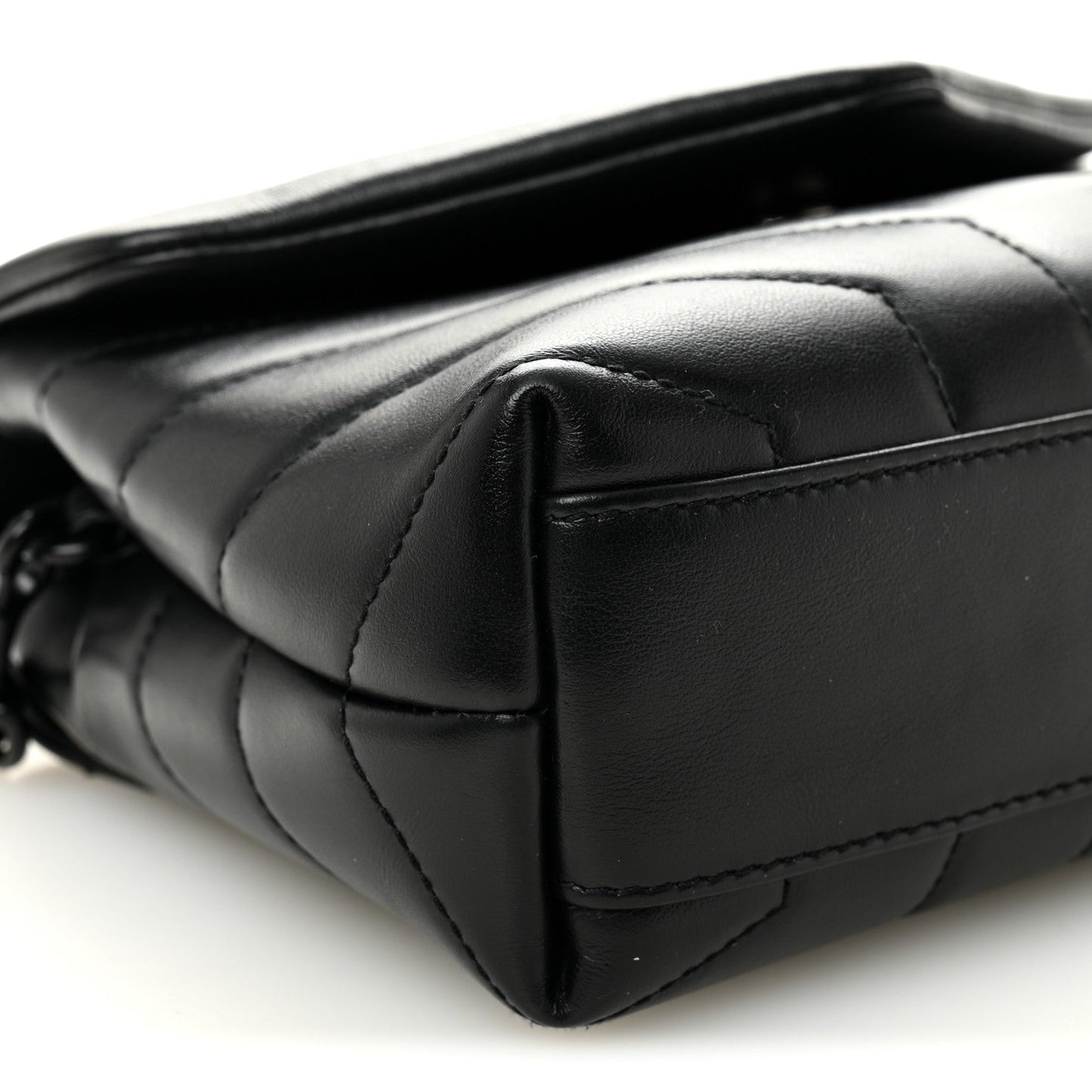 Calfskin Y Quilted Monogram Monochrome Toy Loulou Crossbody Bag Black