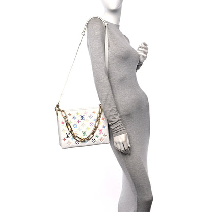 LV x TM Lambskin Embossed Monogram Coussin PM White Multicolor