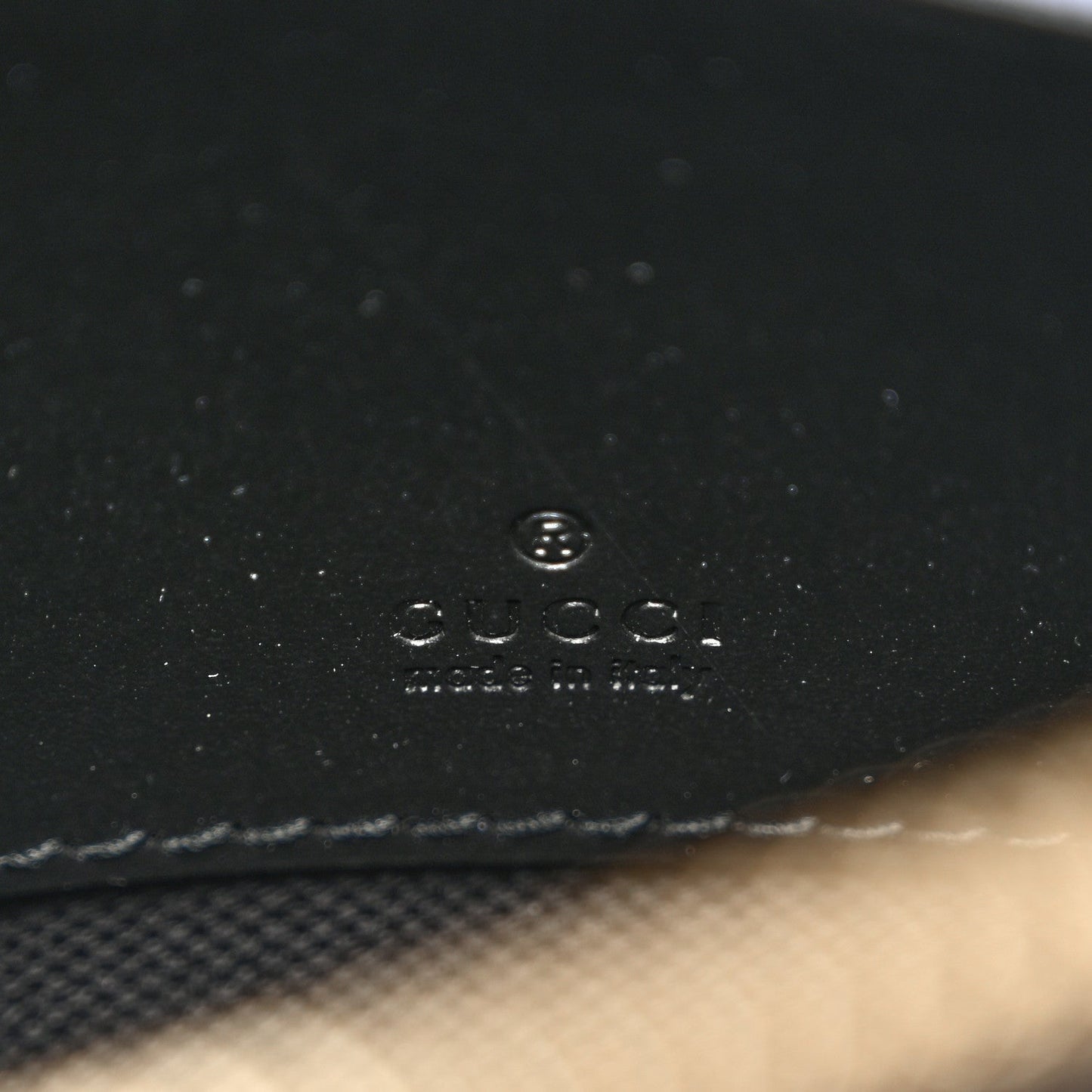 Calfskin GG Super Mini Debossed Chain Wallet Black