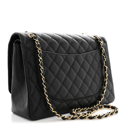 Caviar Quilted Maxi Double Flap Black