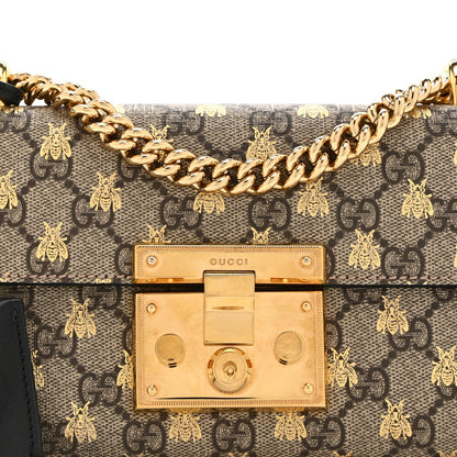 GG Supreme Monogram Bees Small Padlock Shoulder Bag Black