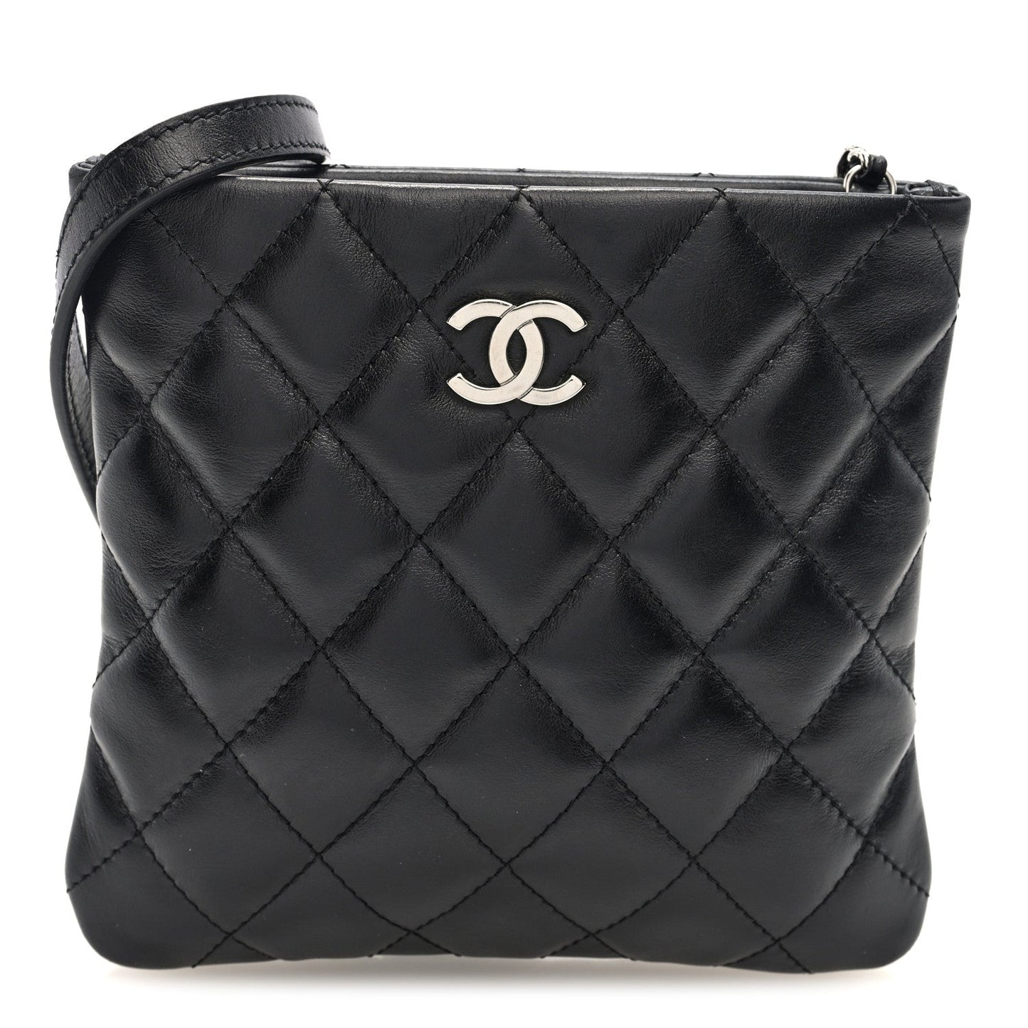 Calfskin Quilted Crossbody Bag Black