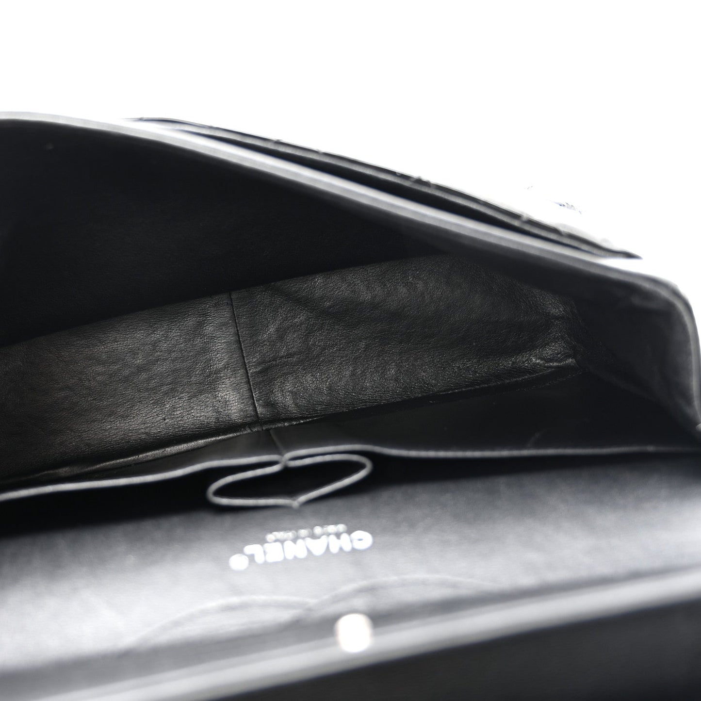 Patent Quilted Jumbo Double Flap Black