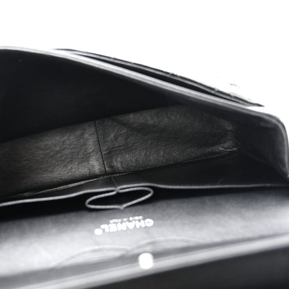 Patent Quilted Jumbo Double Flap Black