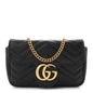 Calfskin Matelasse Super Mini GG Marmont Shoulder Bag Black