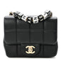 Lambskin Resin Crystal Square Quilted Mini Monacoco Flap Black