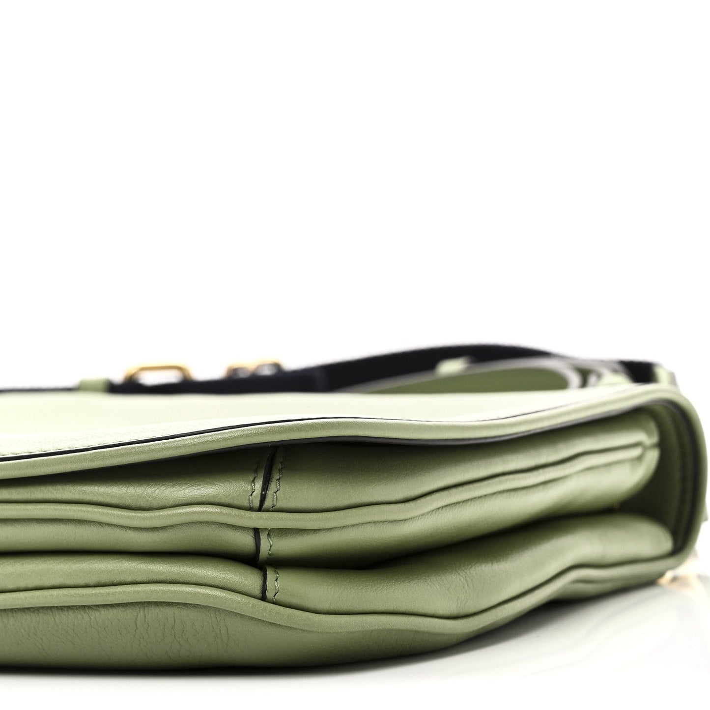 Roxy Calfskin Web Medium Blondie Top Handle Shoulder Flap Bag Salamander Green