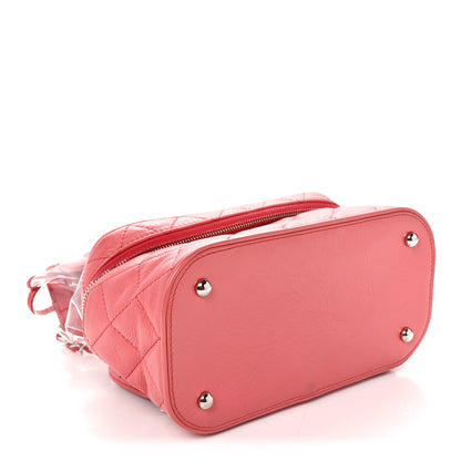 Crumpled Calfskin PVC Quilted Backpack Pink