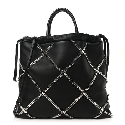 Nappa Chain Drawstring Shoulder Bag Black