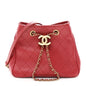 Calfskin Stitched Small Egyptian Amulet Drawstring Bag Red