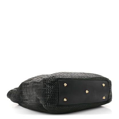 Lambskin Woven Dior Soft Shopping Tote Black