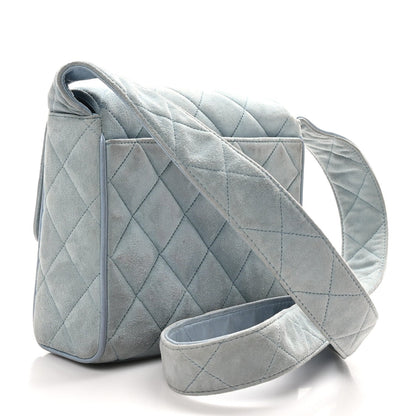 Suede Small Messenger Flap Light Blue