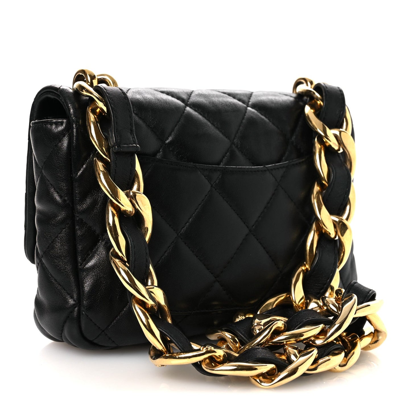 Lambskin Quilted Small Funky Town Flap Black