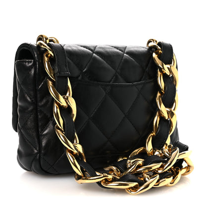 Lambskin Quilted Small Funky Town Flap Black