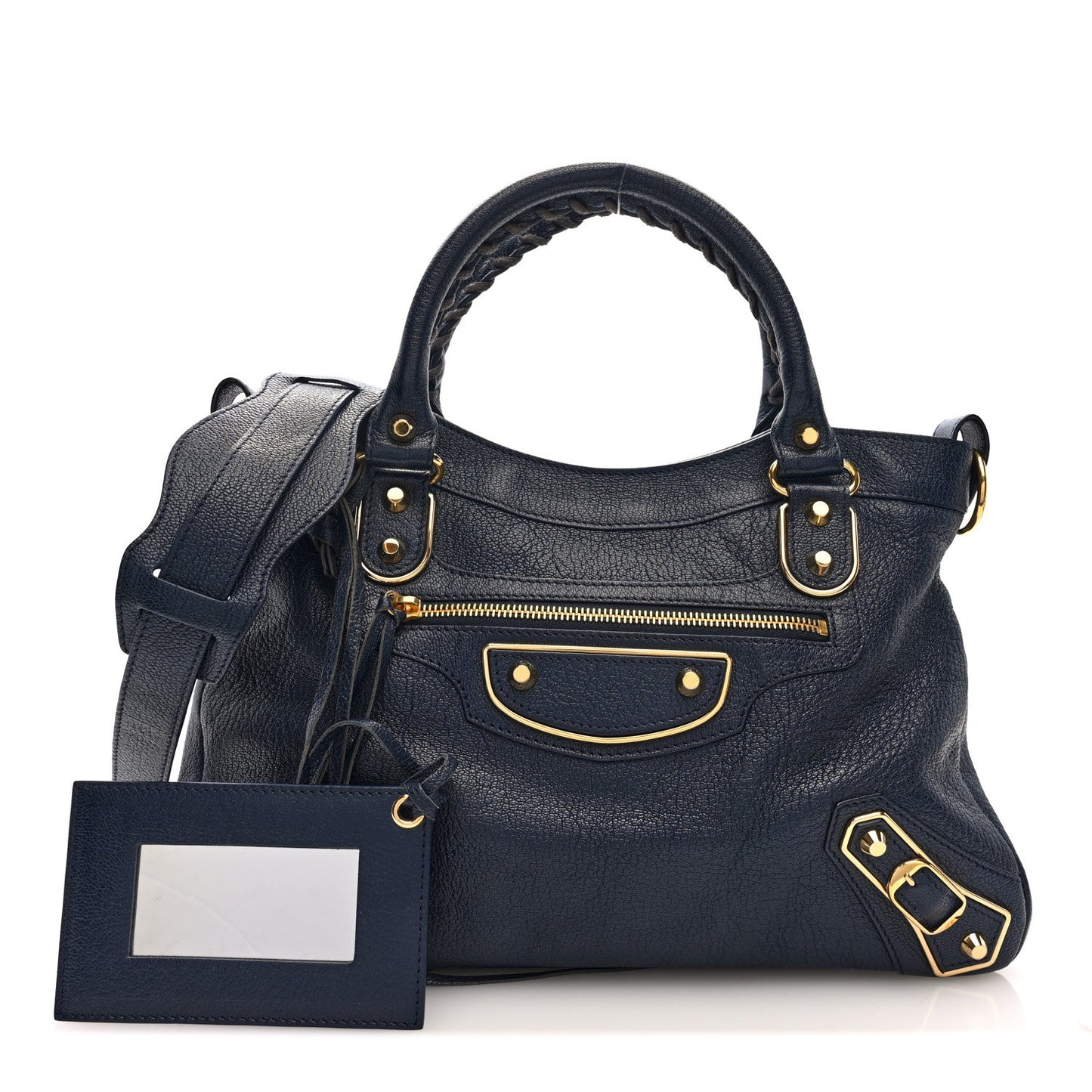 Chevre Gold Metallic Edge Hardware Town Bleu Nuit Dark Sea
