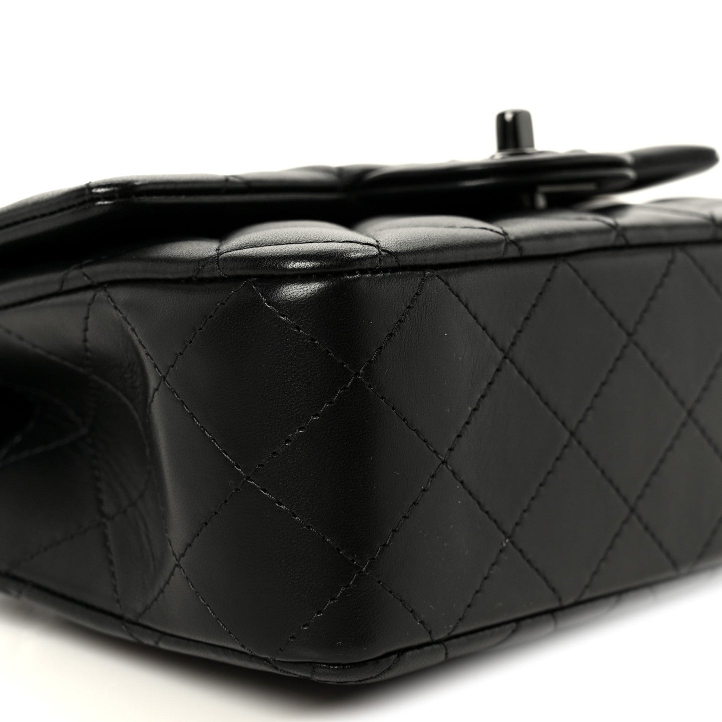 Lambskin Quilted Mini Top Handle Rectangular Flap So Black