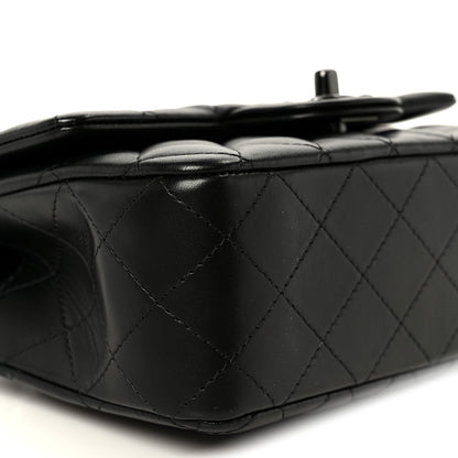 Lambskin Quilted Mini Top Handle Rectangular Flap So Black