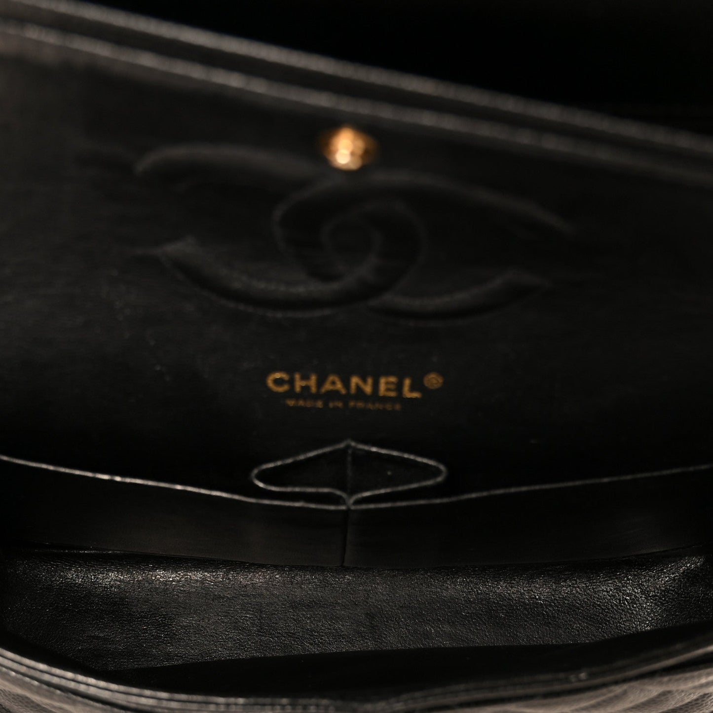 Caviar Quilted Medium Double Flap Black