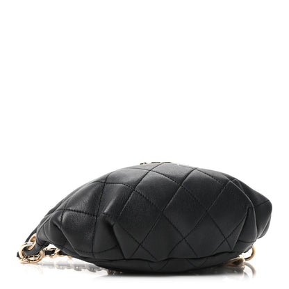 Lambskin Quilted Resin Bi-Color Waist Bag Fanny Pack Black