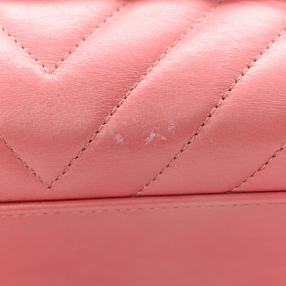 Calfskin Lizard Chevron Quilted Small Coco Handle Flap Pink